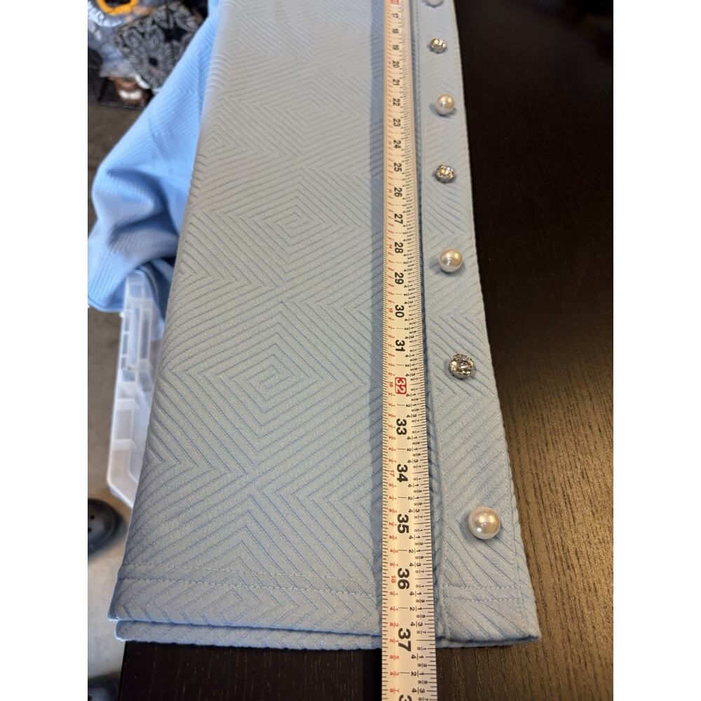 Simply Southern NWT XL Blue 2 Pc Lounge Set Pearl Rhinestone Top Wide Leg Pants - Picture 7 of 16